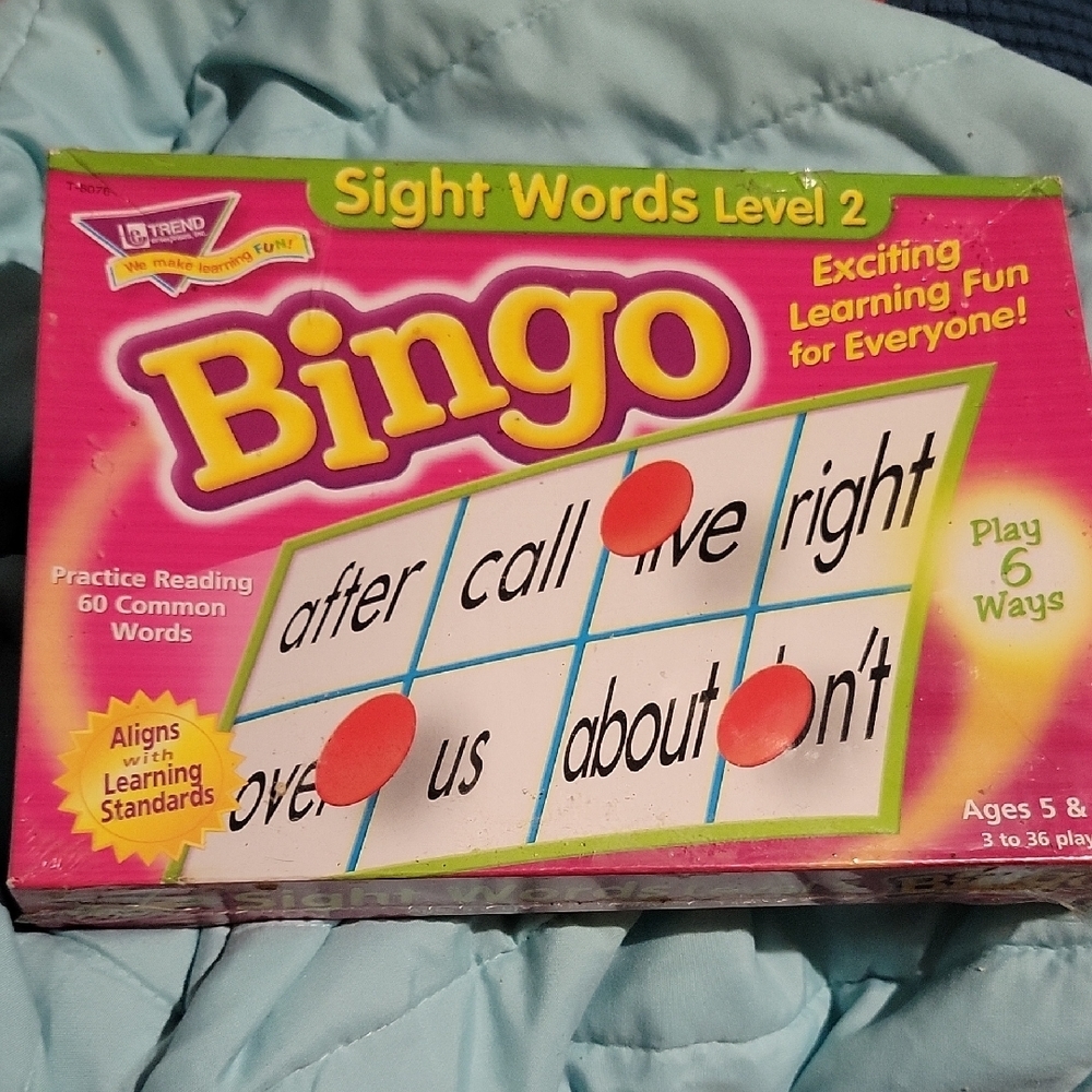 Sight Words Level 2 Bingo Game